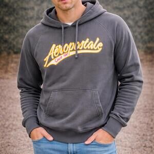 Aeropostale Gray Embroidered Logo Hoodie Men’s XL Pullover Sweatshirt Since 1987